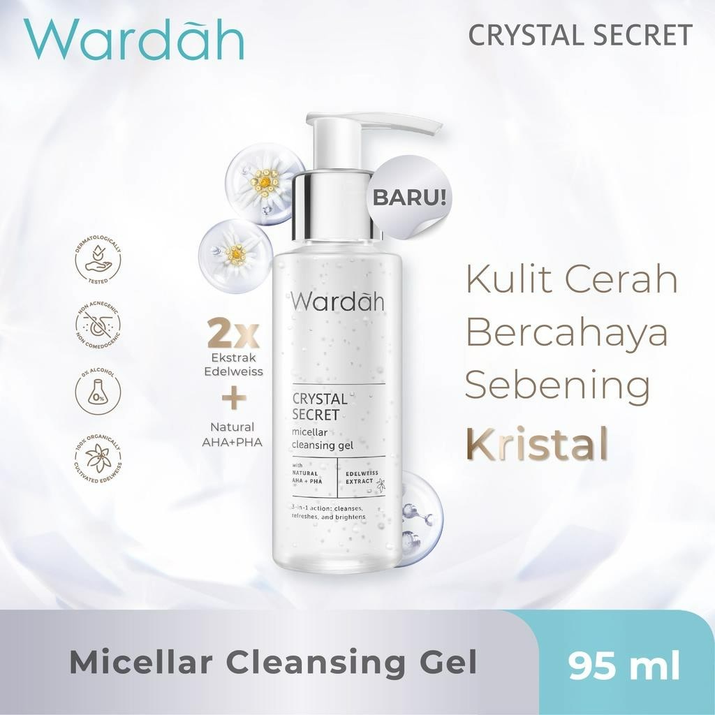 ★ BB ★  Wardah Crystal Secret Micellar Cleansing Gel 95 ml- Micellar untuk kulit berminyak