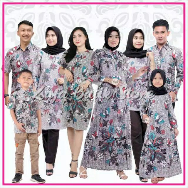 Batik Couple Keluarga Sania Ruffle Ori Ndoro Jowi Dnt Merpati Putih