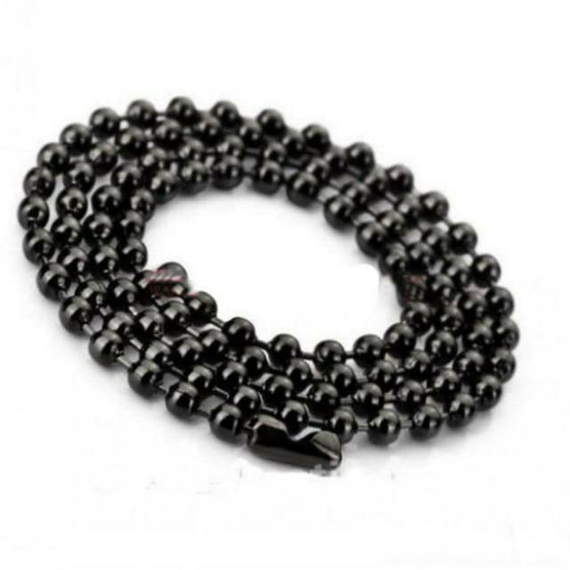Jual Kalung Titanium Hitam Bola Bulat Stainless Steel Black Necklace