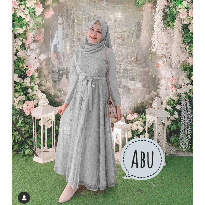 BJ - Maxi JELITA Wanita - Maxi Dress Kekinian - Bahan Moscrepe Kombi Tile Size L LD 100 - Gamis Dress Terbaru - Gamis Kondangan - Fashion Muslim