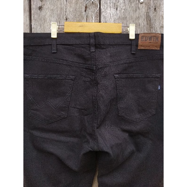 edwin jeans hitam pekat regular jumbo big size fit 40 second original