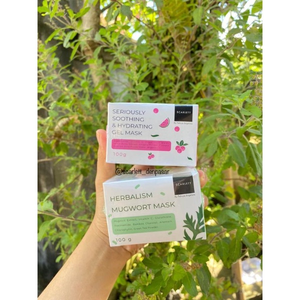 [COD] Paket 2in1 Masker Scarlett Seriously Soothing Hydrating Gel + Whitening Herbalism Mugwort Membantu Mencerahkan Kulit I BPOM Original