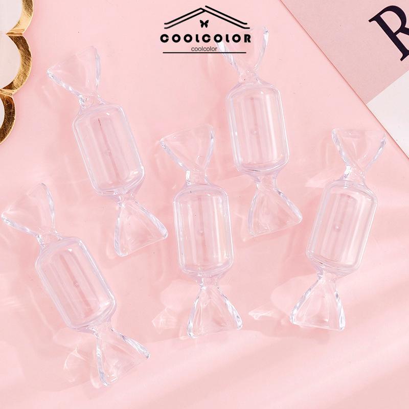 COD❤️ Transparan Permen Bentuk Mini Kotak Penyimpanan Anting-Anting Pejantan Perjalanan Portabel Kotak Perhiasan Cincin Fashion Aksesoris Murah