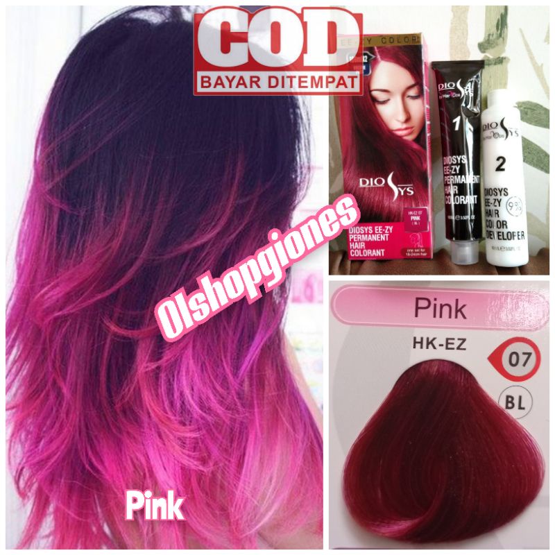 Diosys Hair Color Pink cat rambut + oxydant developer 100ml