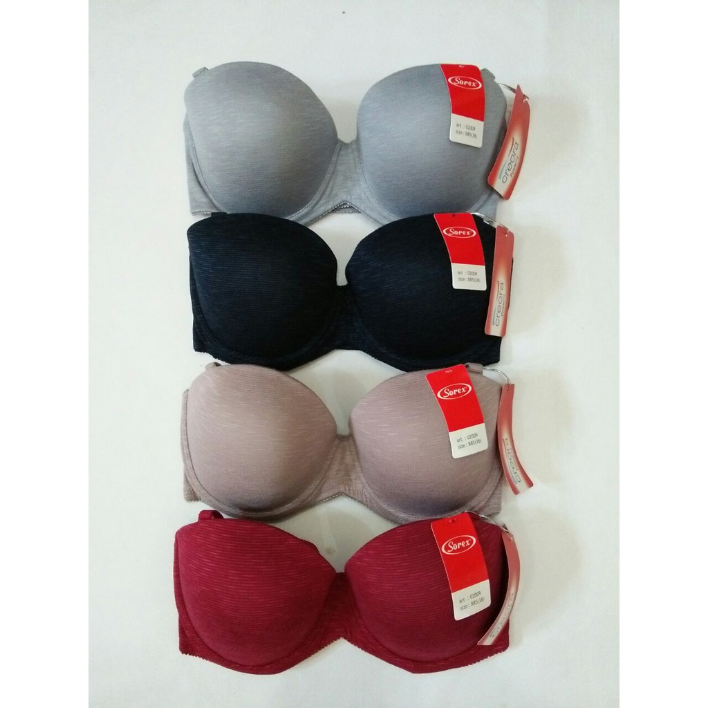 Bra / BH SOREX 02009 HALF CUP wanita Busa Kawat Kait 2 polos BK size 34 36 38 cup 1/2