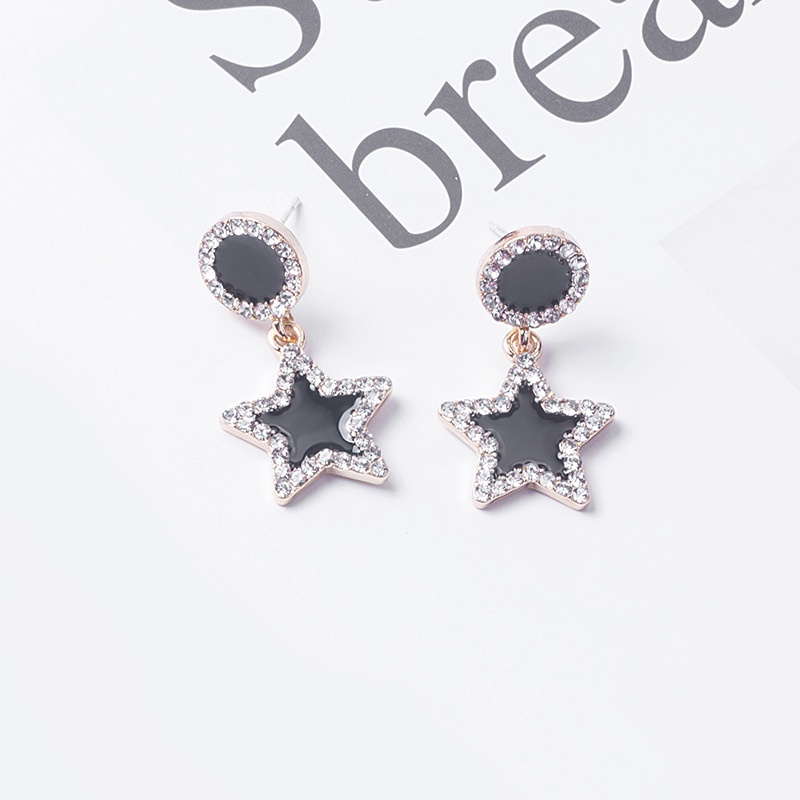 Anting Tusuk Gantung Temperament Bahan Sterling silver 925 Desain Geometri / Bulat / Persegi / Bintang Untuk Wanita