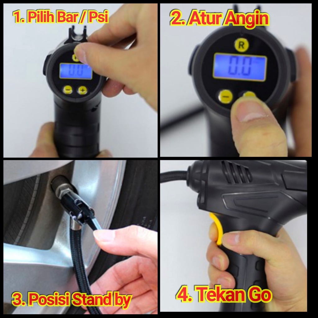 MESIN POMPA ANGIN  CORDLESS TIRE INFLATOR KOMPRESOR PORTABLE / POMPA MINI AIR MOBIL DAN MOTOR / Pompa