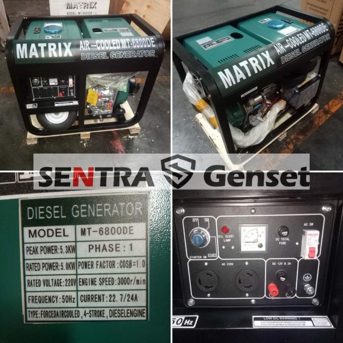 Genset Diesel 5000 Watt 1 Phase. Matrix Mt6800De