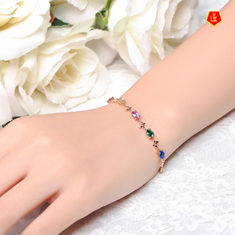 [Ready Stock]Fashion Colorful Gem Sapphire Bracelet