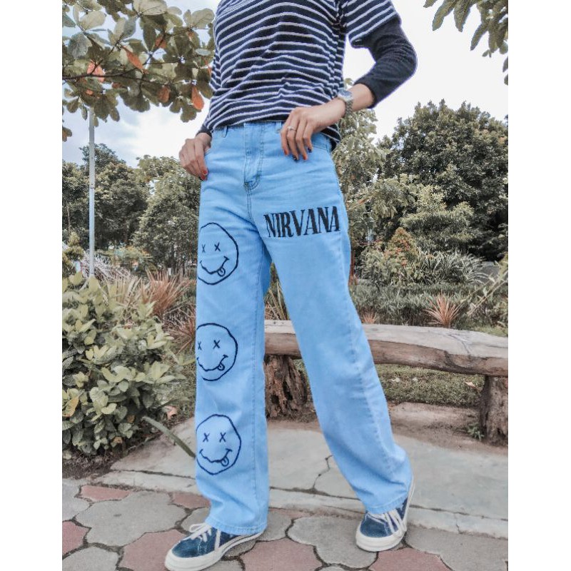 CELANA JEANS WANITA HIGHWAIST PAINTING NIRVANA