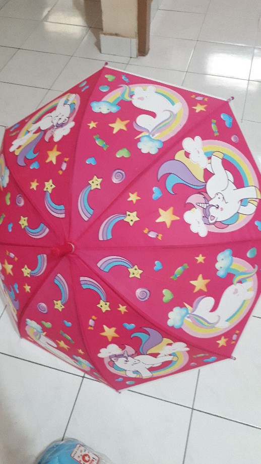Jktumbrella / Payung Anak Unicorn / Tongkat / Dof / Plastik - 1171