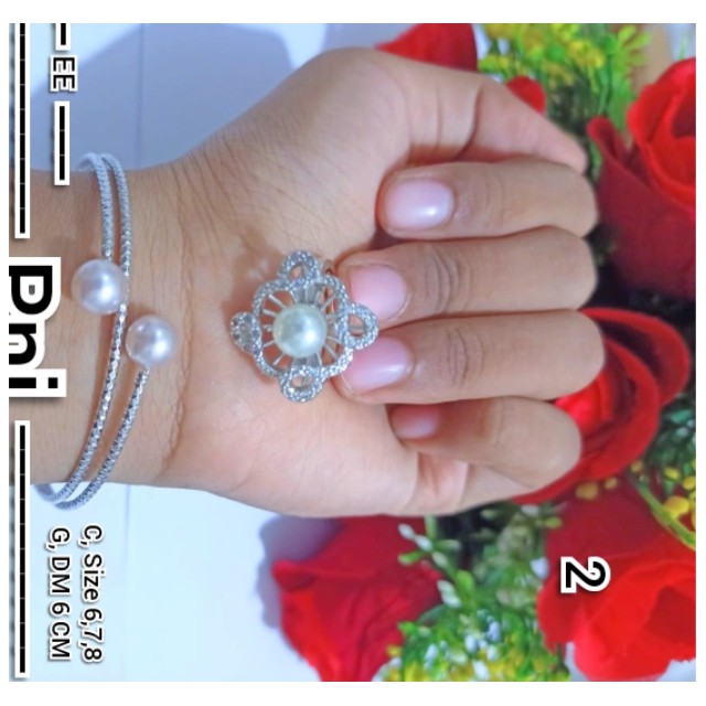 Gelang Dewasa Mutiara Motif Mewah Free Cincin Xuping (COD)