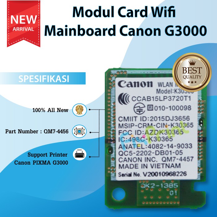 Part Canon G3000 Error Blinking 26x Modul Card WiFi Printer Pixma G3000 Papan Wireless Canon G3000