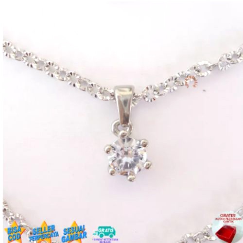 Lovelybutik - Kalung Wanita Titanium Anti Karat Anti Luntur Kalung Titanium Model Terbaru Lar4 Model Kalung Liontin Permata Bonus Tempat Perhiasan