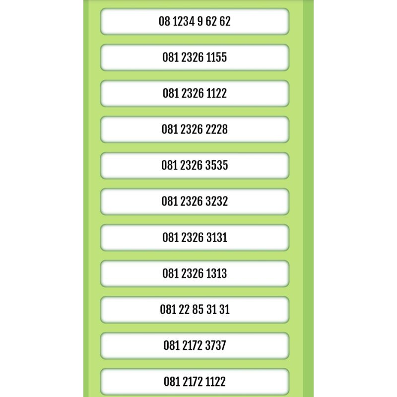 Nomor Cantik Simpati 11 Digit Murah