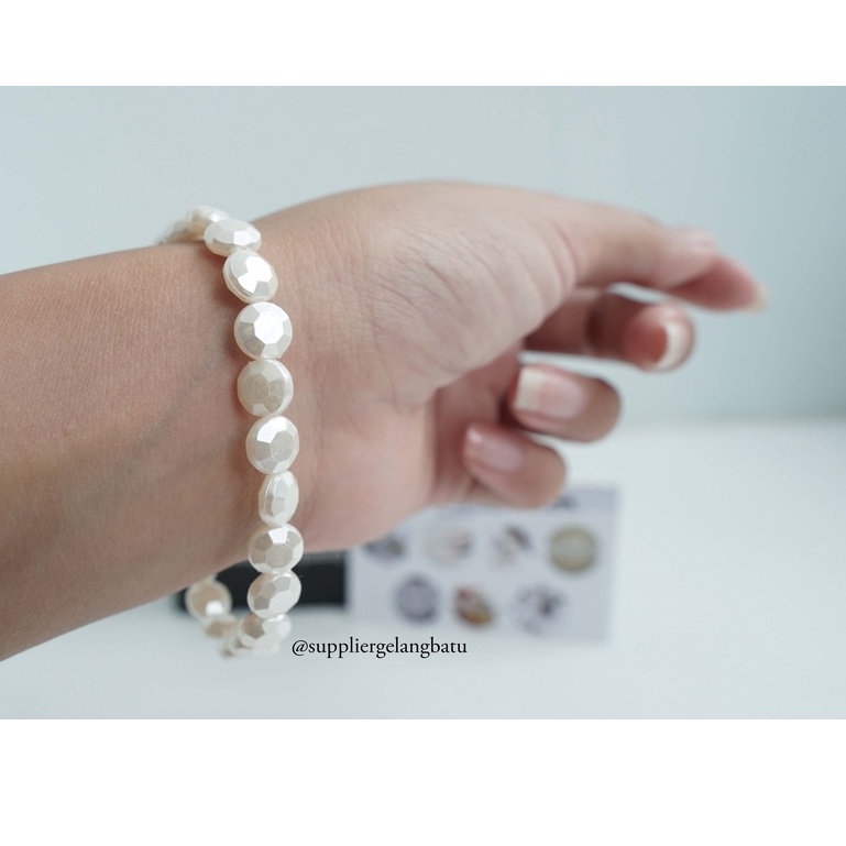 GELANG Mutiara Sintetis CEKO BULAT 8MM WHITE PEARL bingkisan cantik