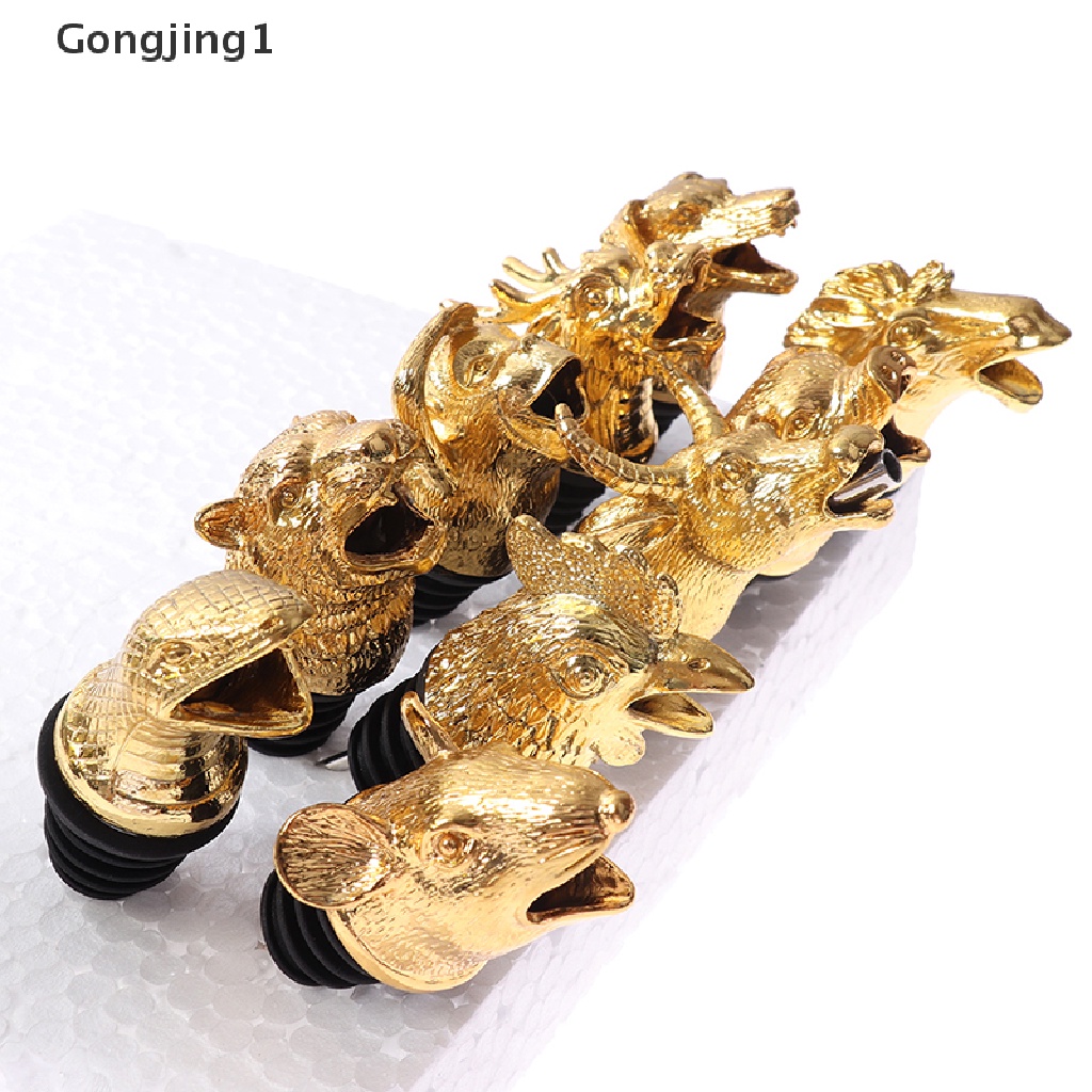 Gongjing1 1Pc Stopper Botol Wine Bentuk Kepala Hewan Bahan Zinc Alloy