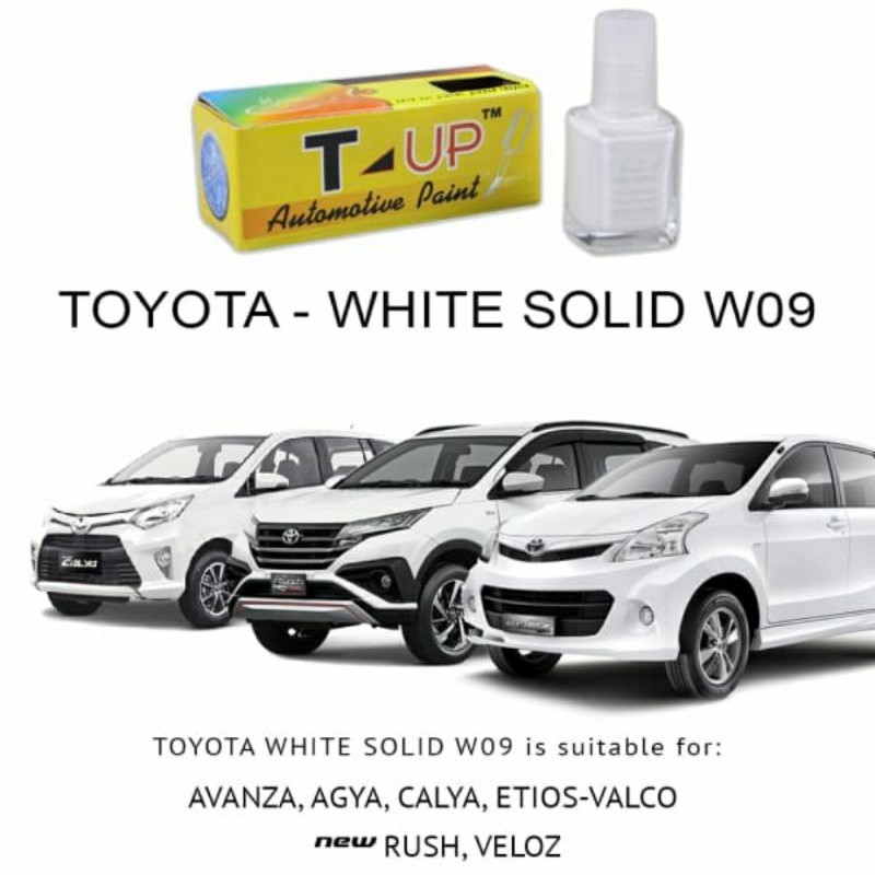 T-UP CAT OLES TOYOTA WHITE SOLID W09 CONTOH CAT PUTIH WHITE SOLID TOYOTA AGYA CALYA VELOZ SIENTA