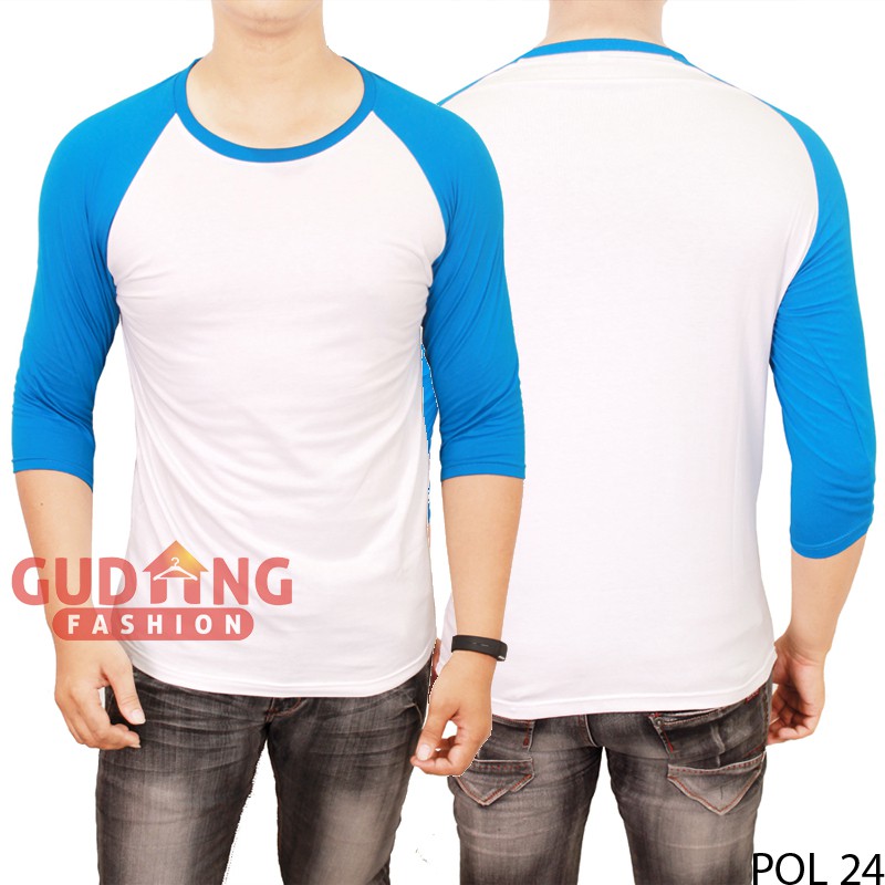 Kaos Raglan 3/4 Polos Pria - Oneck / Basic Tshirt Oneck 100% Cotton Combed - POL (COMB)