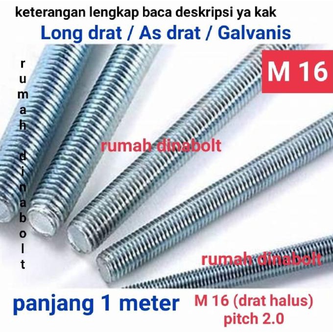 *****] Long drat M16 galvanis / As drat M16 galvanis / panjang 1 meter