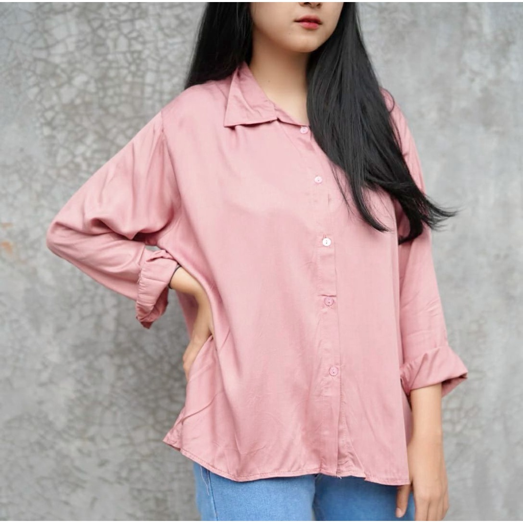 BEFAST - ZFS OOTD Wanita Kemeja AIMIRA / ZODYA OVERSIZE XXL RAYON TWILL SHIRT / Kemeja Lengan Panjang / Kem Oversize Kekiniaan Remaja / Kemeja Polos / Terlaris / Fashion Kantor