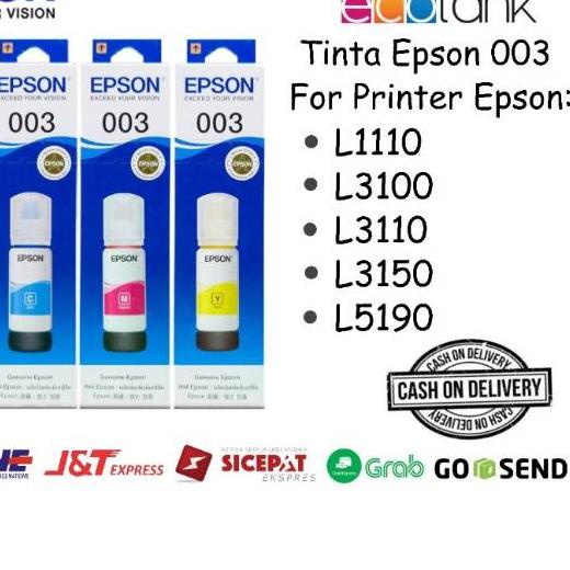 ۞ Tinta Printer Epson 003 (B.C.M.Y) untuk printer EPSON L1110 L3100 L3101 L3110 ۩