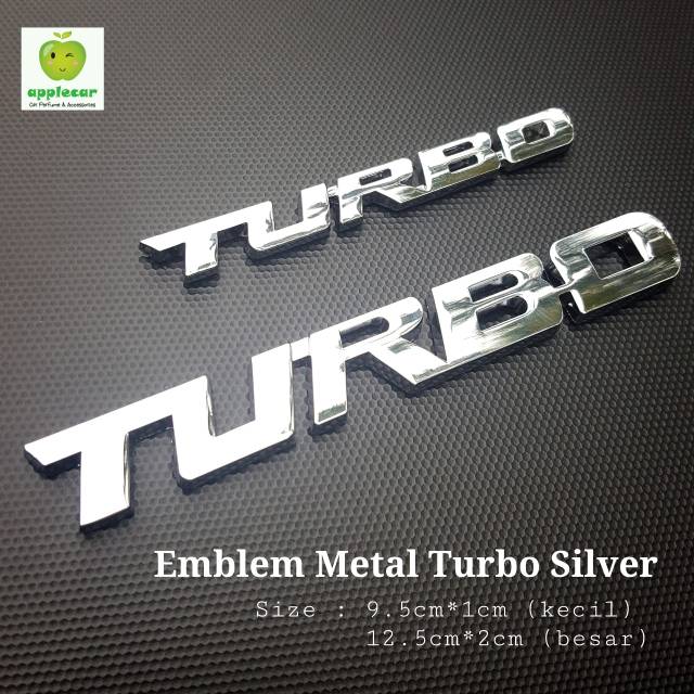 Emblem Stiker Tempelan Metal 3D Turbo Silver