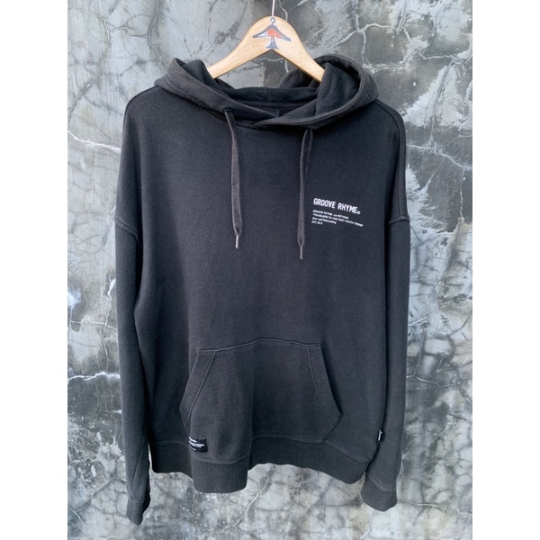 hoodie pullover grooverhyme backhit hitam second