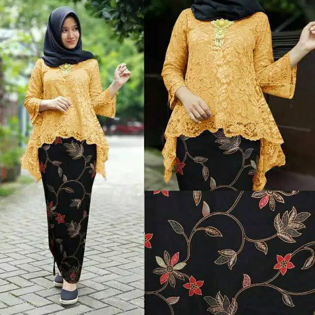 SET KEBAYA RINJANI HIJAU BRUKAT FUL FURING ROK LILIT/KEBAYA BIANCA/KEBAYA WISUDA/KEBAYA MURAH