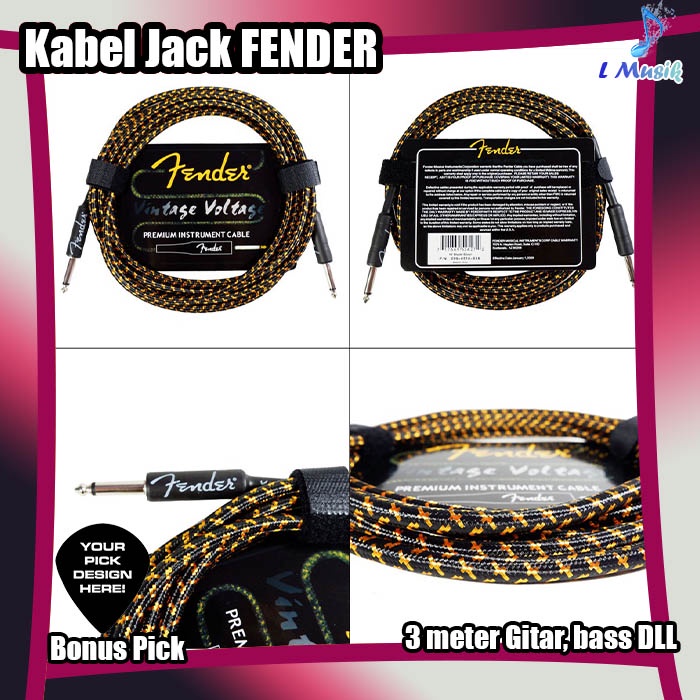 KABEL JACK FENDER 3 METER GITAR BASS 3M