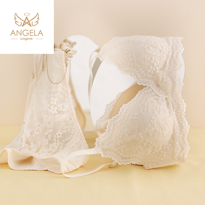 ANGELA PREMIUM JAPAN Bra BH Set Tanpa Kawat Celana Dalam Wanita Bikini Sport Beha Lingerie Korea Fashion Bralette Remaja Perempuan Sexy Pakaian Dalam COD Renang Motif Cewek Pita Bunga Murah Kimi Jumbo Bralette