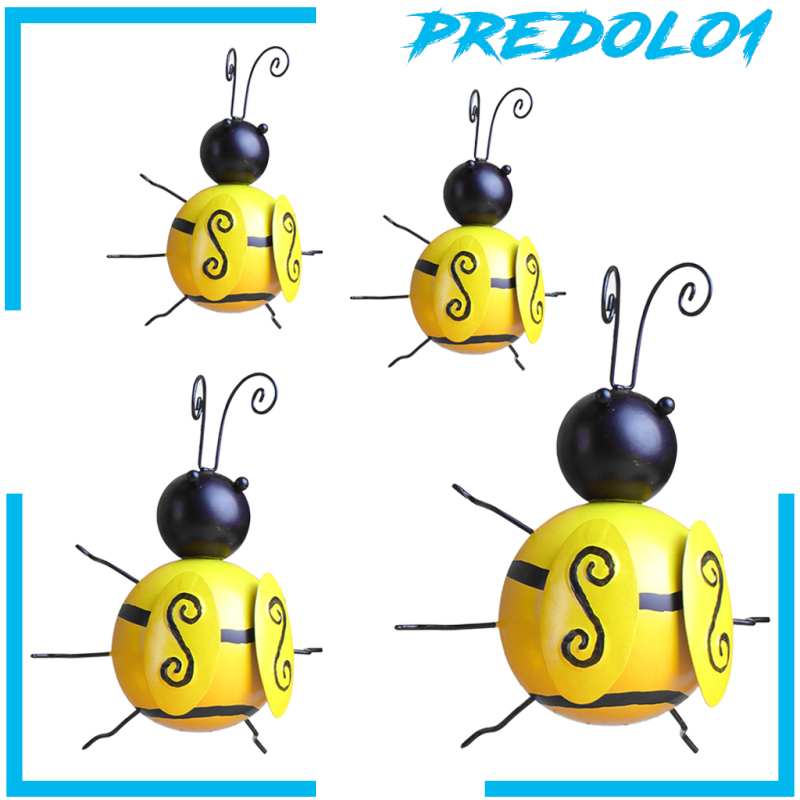 (Predolo1) 4pcs Ornamen Patung Lebah Bumble Bee Bahan Metal Untuk Dekorasi Taman