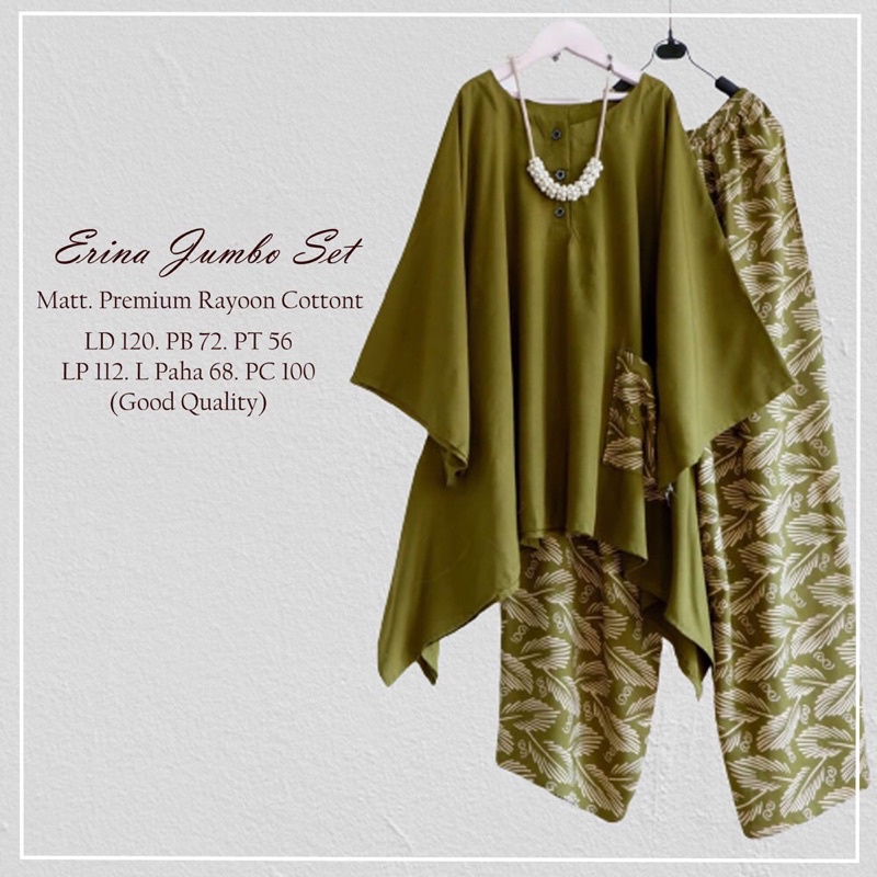 SETELAN WANITA JUMBO XXL &amp; ALL SIZE LD 130 CM WAKA ERINA/ ONE SET TYDE/ DAILY SET RAYON MOTIF/PIYAMA KATUN PREMIUM