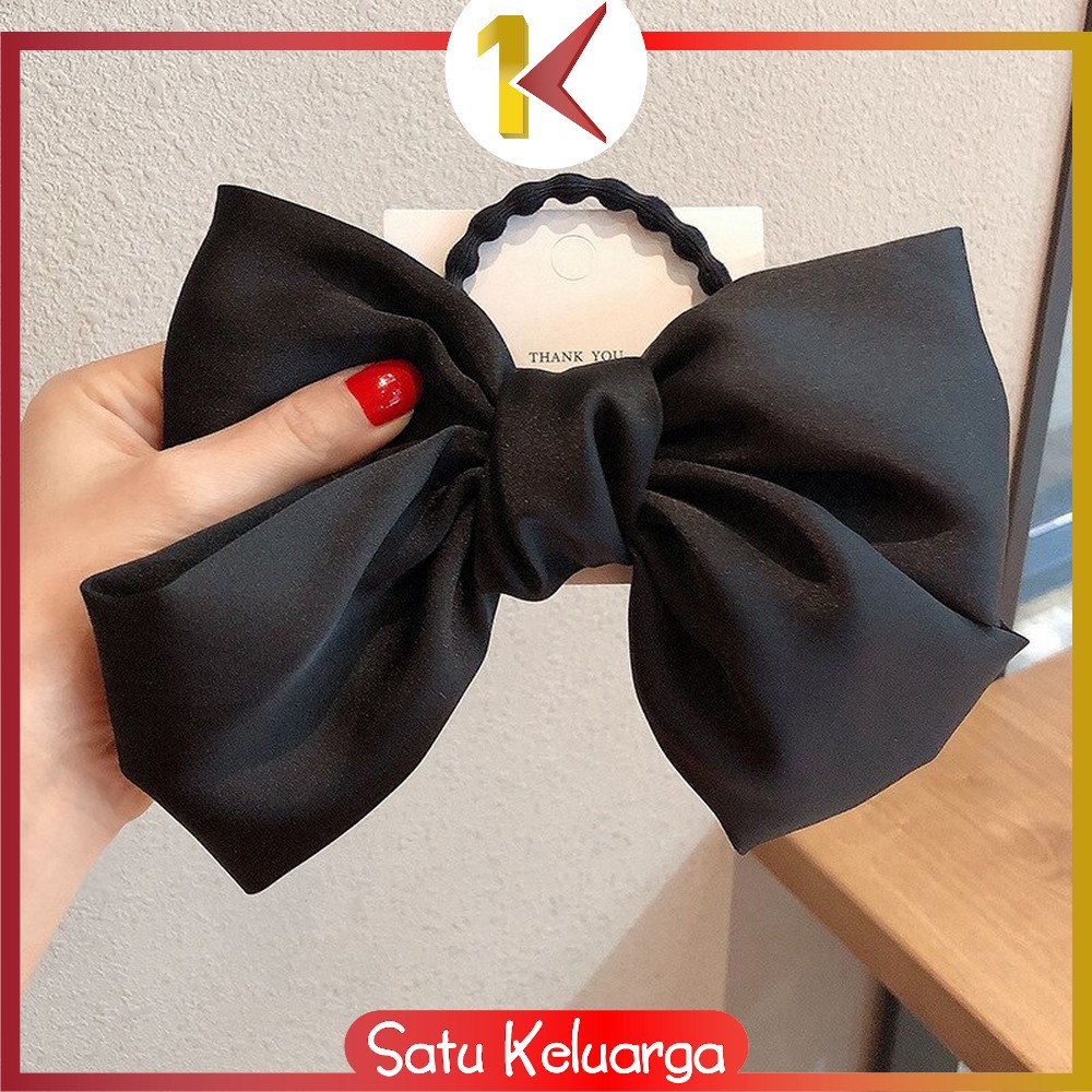 SK-C160 Ikat Rambut Pita Besar Kuncir Rambut Hairband Aksesoris Wanita Kunciran Rambut Korea Style-PITA HITAM