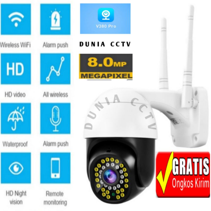 NEW IP CAM CCTV OUTDOOR 8MP SPEED DOME V380 360 DERAJAT PTZ WIRELESS