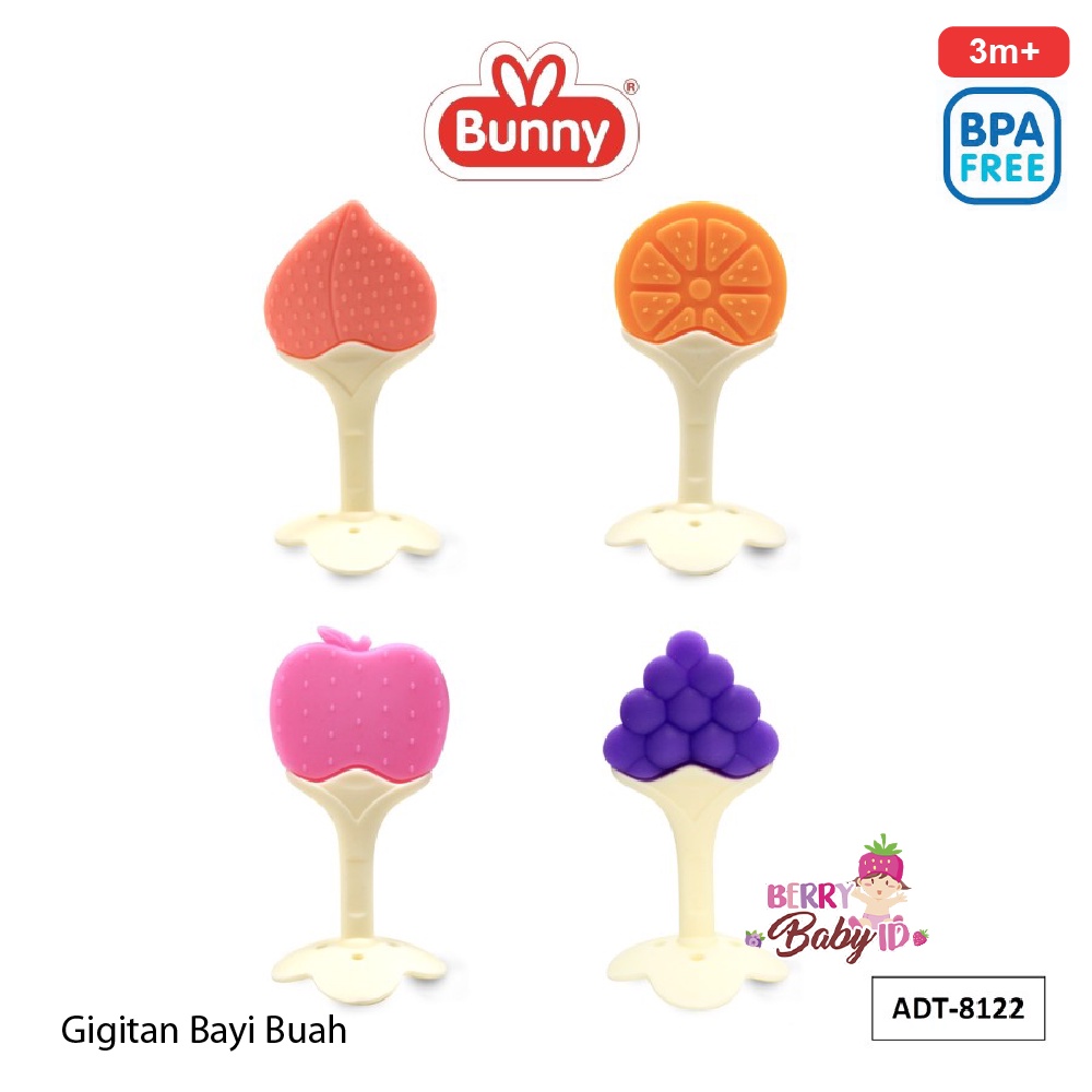 Lusty Bunny Fruit Teether Mainan Gigitan Bayi Chew Toy Silicone 3m+ Berry Mart