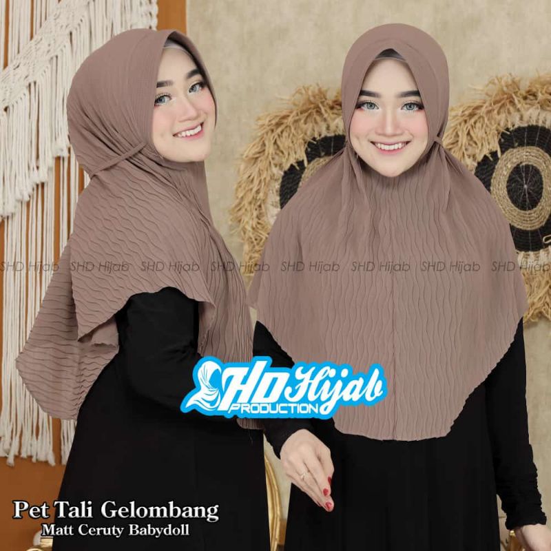 Jilbab Khimar Instan Plisket Gelombang Pet Nafia Ori SHD