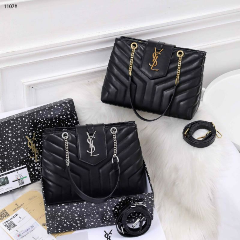 TAS YSL SAINT LAURENT LOU LOU BAG 1107 PLATINUM LIKE ORI