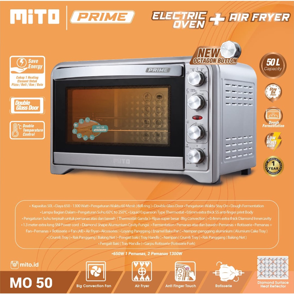 MITO MO 50 ELECTRIC OVEN 50 LITER + AIR FRYER / MO50