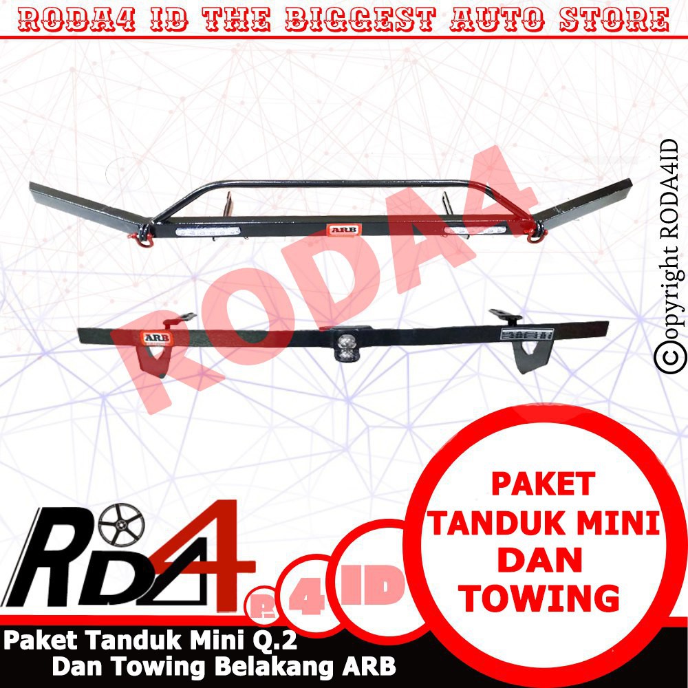 Paket Tanduk Bumper Depan Mini With DRL Dan Towing Belakang ARB Q2