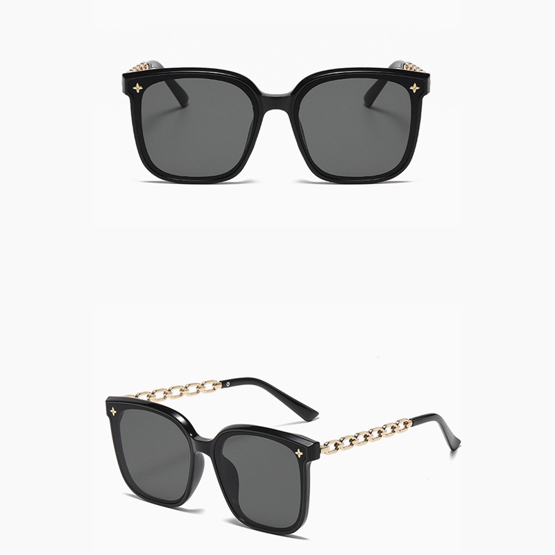 Kacamata Hitam Wanita Frame Kotak Oversized UV400 Gaya Korea Untuk Outdoor