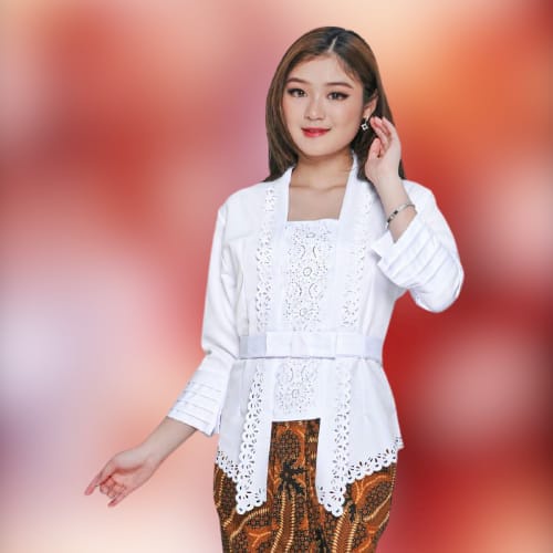 Newtrendy89-Atasan kebaya kutu baru motif laser Amora/Aplikasi Mote2