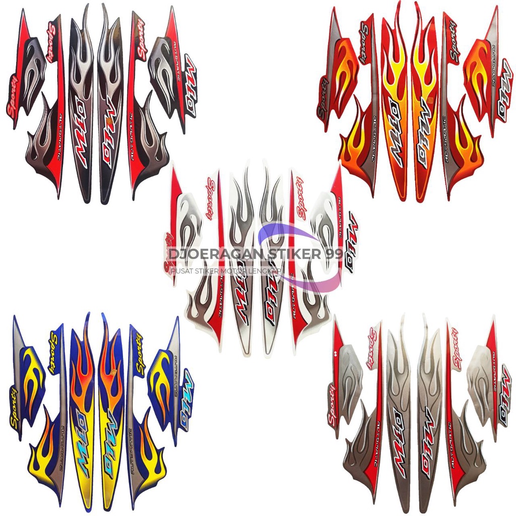 stiker striping yamaha mio sporty 2006, striping lis mio sporty motif api, stiker mio 2006 sporty Mi