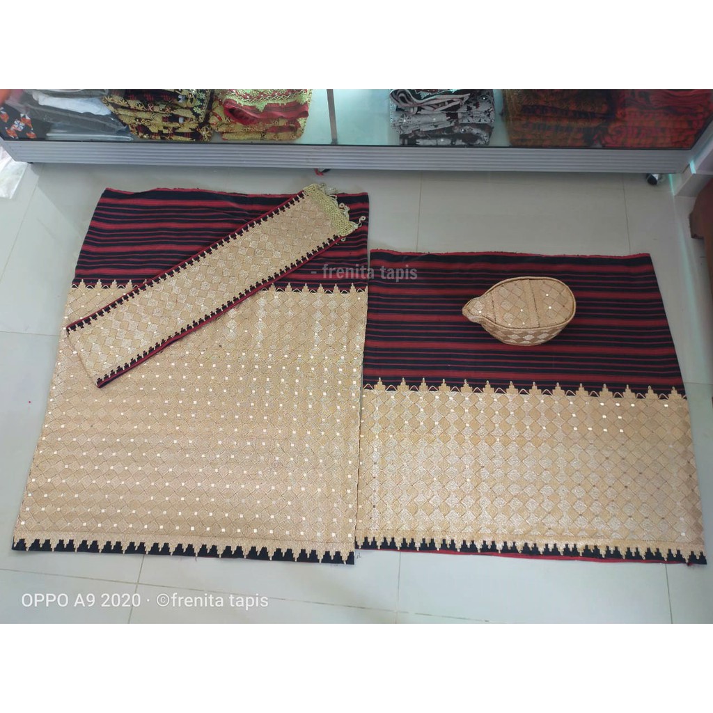 [BISA COD] Set Kain Tapis Papa Mama Benang Emas Asli