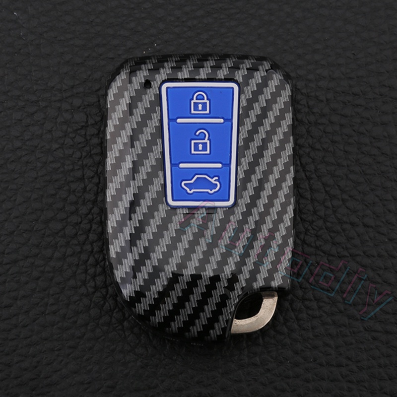 Carbon fiber Silicone Car Key Case For Toyota Prado Vios Yaris Previa 2/3 Buttons XP150 Car Key Cover Smart Remote Fob Shell Protector Bag