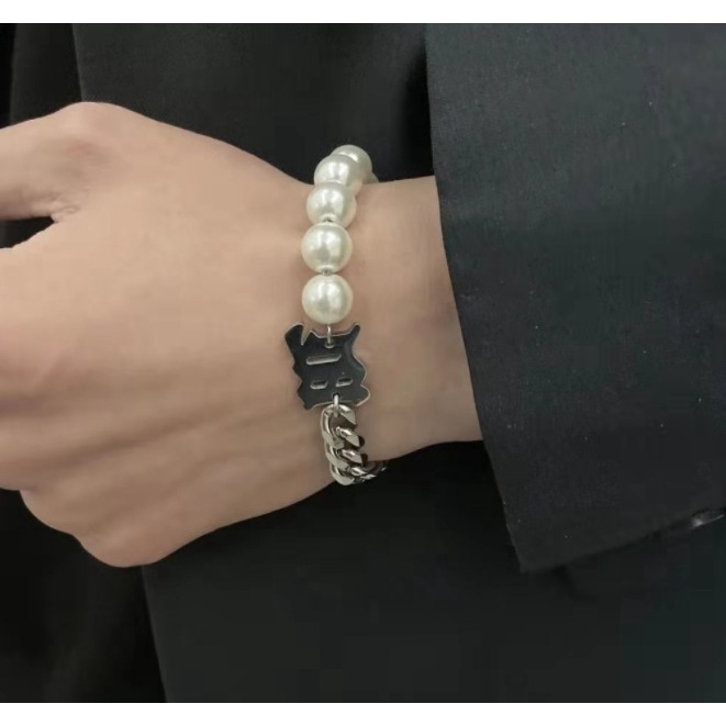 DEARMODIS GELANG3 Gelang Rantai Mutiara Korea tulisan BF BOYFRIEND metal pekanbaru riau kekinian vir