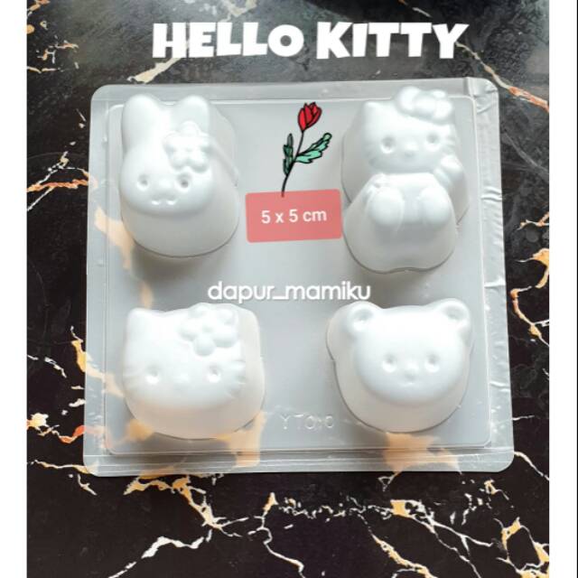 DAPURMAMI Hello kitty 4 YT Cetakan Puding Jelly Cokelat