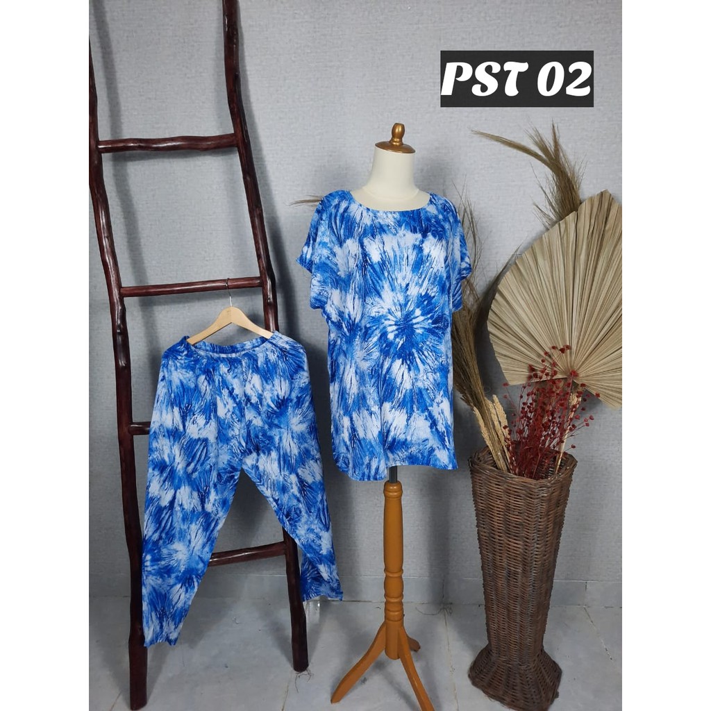 SETELAN PAJAMAS CELANA PANJANG LENGAN PENDEK BAHAN RAYON