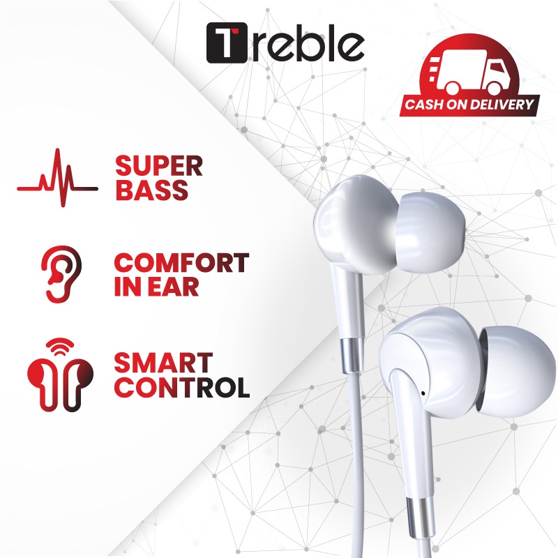 Treble JM Headset Wired Headset Wired Earphone Bass Android iPhone Original - TER7-A/B