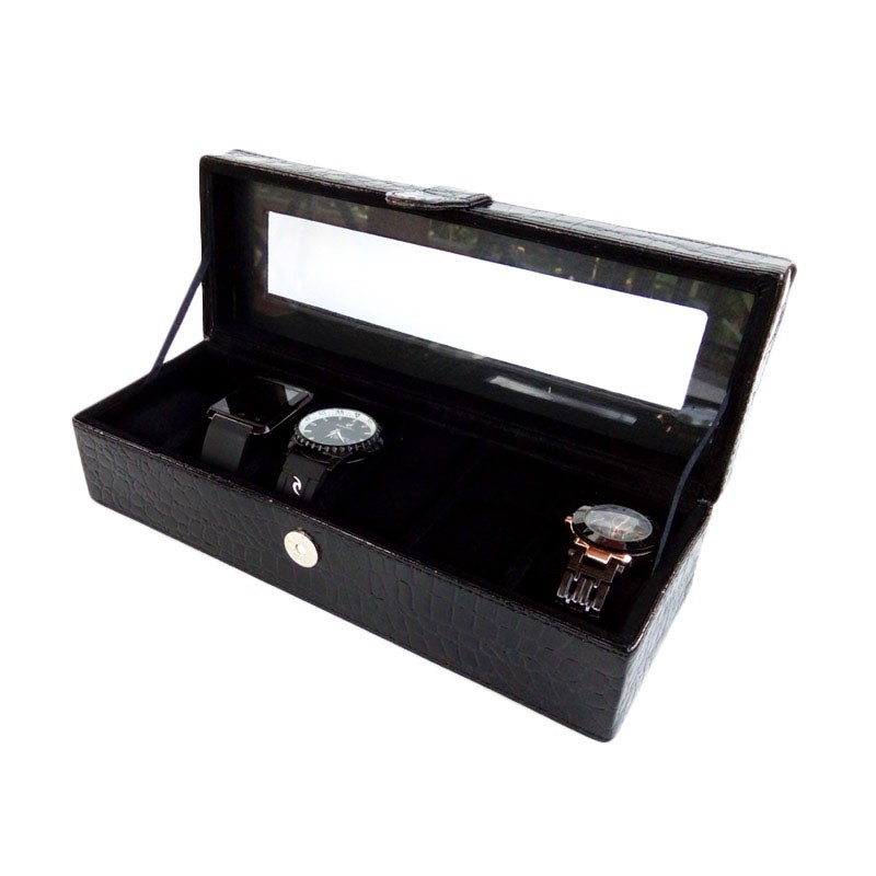 Kotak Jam / Box Jam / Tempat Penyimpanan Jam / Watch Box Oraganizer isi 6 Biru Polos